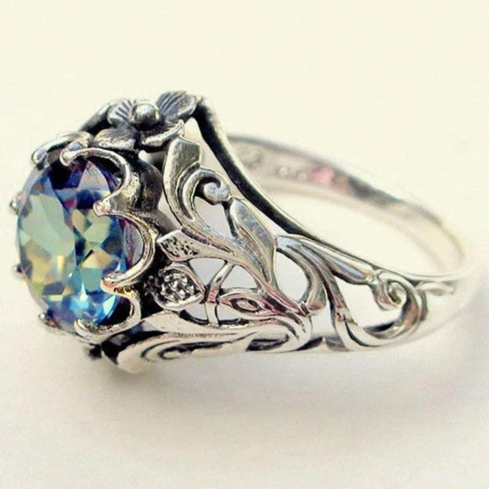Designer 925 Sterling Silver Boho Mystic Rainbow Retro Hollow Ring Size ONE SIZE - 1 Thumbnail