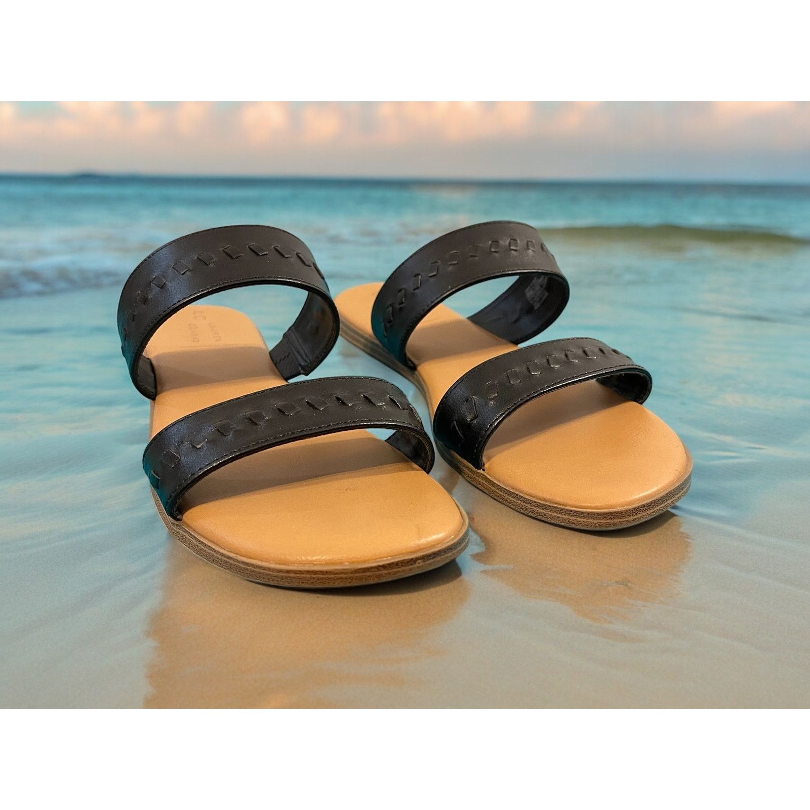 Unknown London Slip on Black Sandals Lauren Conrad Shoes Size 10 Flats Size US 10 / IT 40 - 2 Thumbnail