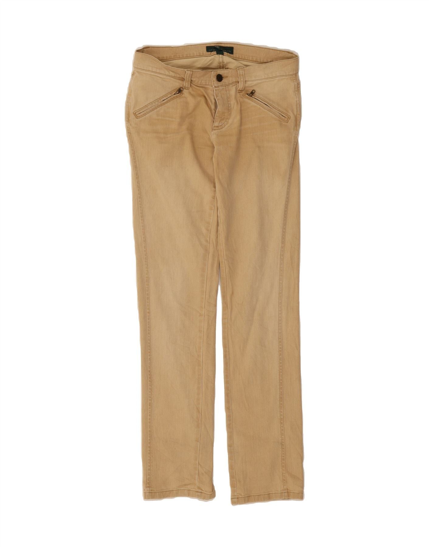 Ralph Lauren Womens Straight Casual Trousers US 2 XS W30 L31 Beige Cotton Size 24" / US 00 / IT 34 - 1 Thumbnail