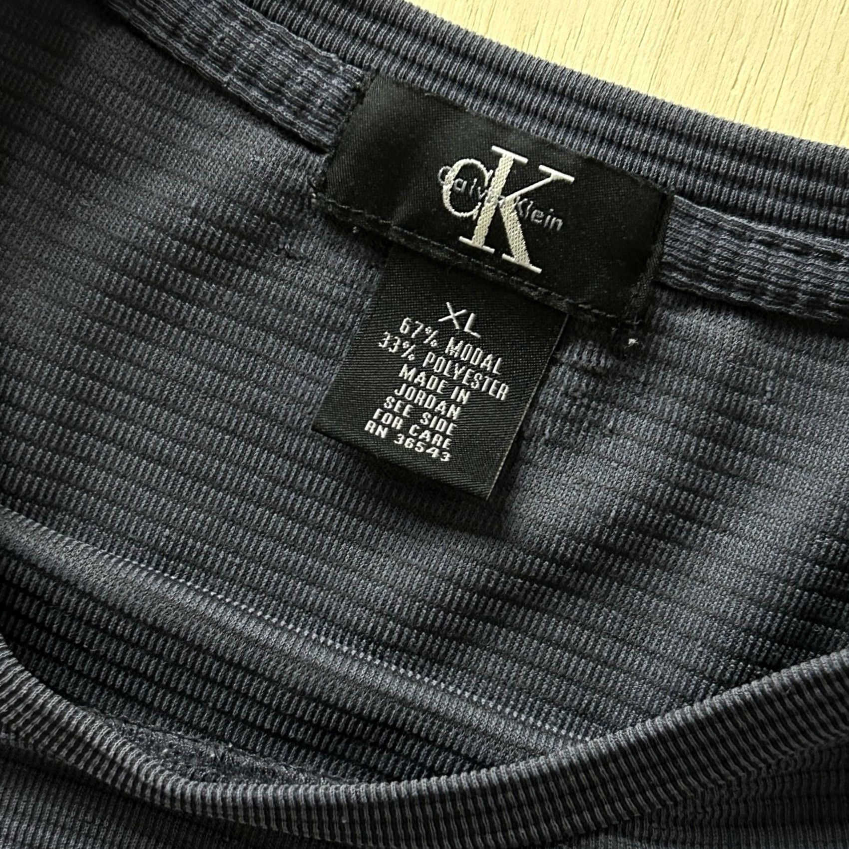 Calvin Klein Calvin Klein Shirt Mens XL Blue Textured Striped Modal Blend Casual Tee T-Shirt Size US XL / EU 56 / 4 - 2 Thumbnail