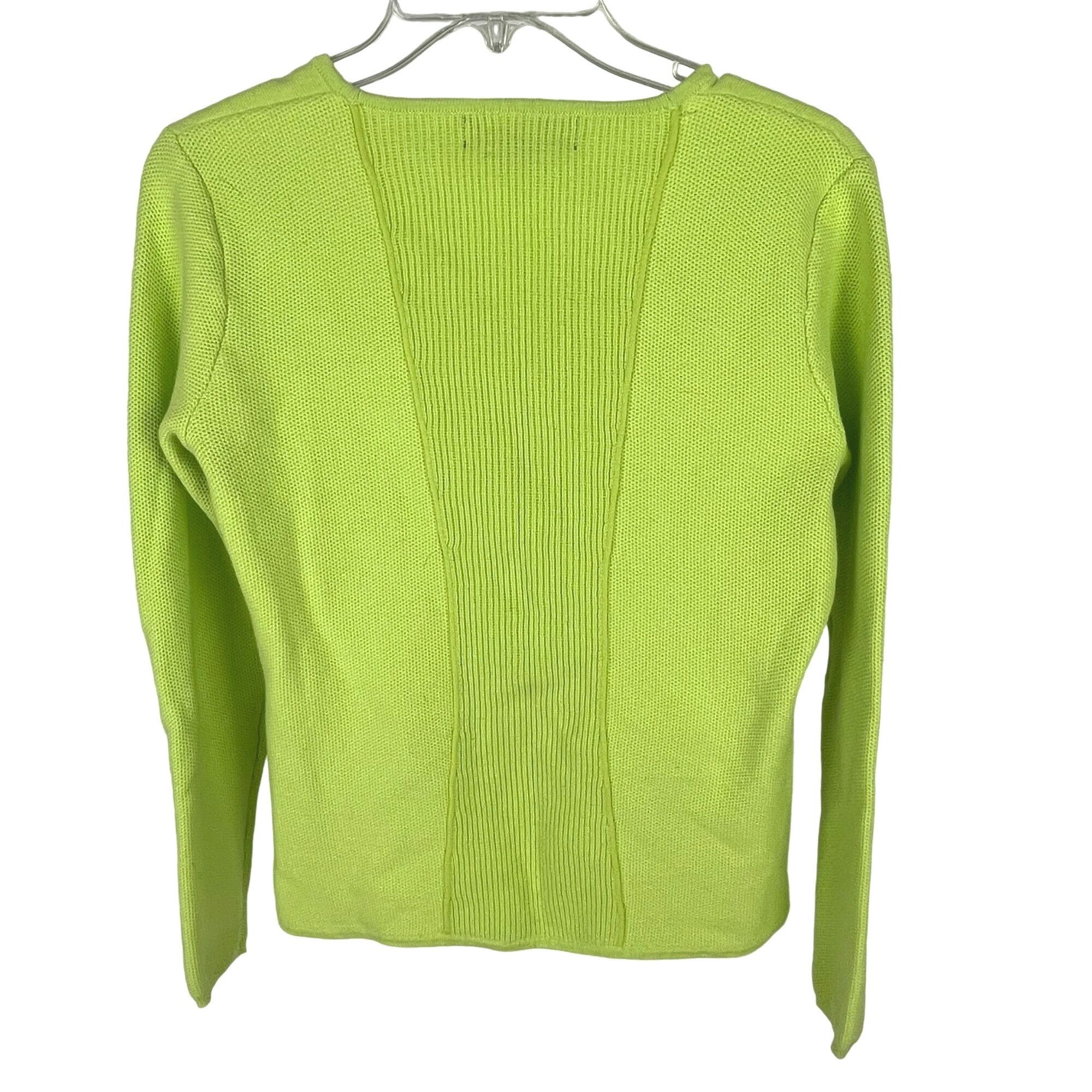 Other Title Nine Lightweight Full-Zip Sweater Lime-Green V-Neck Sz Size M / US 6-8 / IT 42-44 - 3 Thumbnail