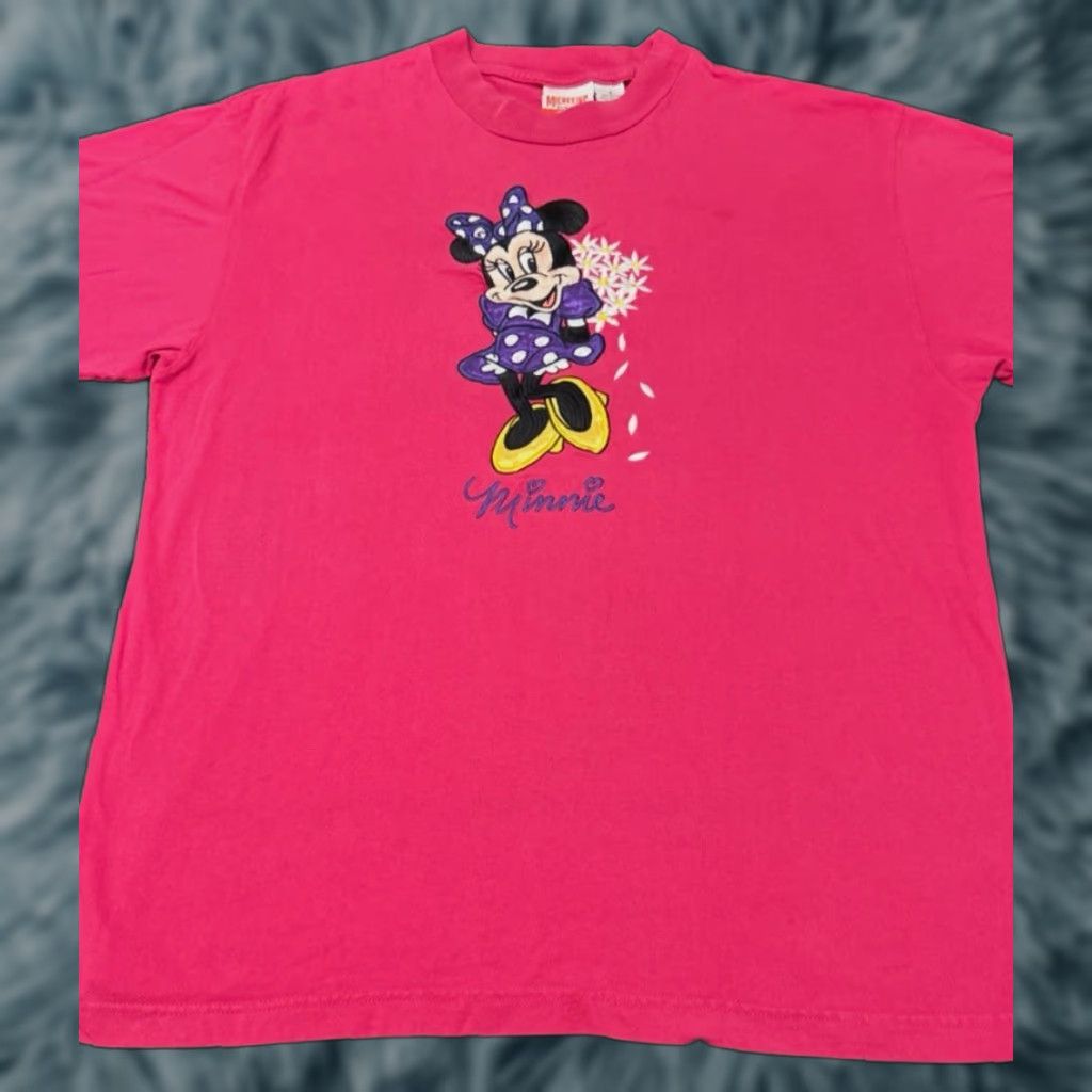 Disney VINTAGE Disney Minnie Mouse Cartoon Embroidered VTG Shirt XL Pink 1990s 90s Womens Men? Size US XL / EU 56 / 4 - 1 Thumbnail