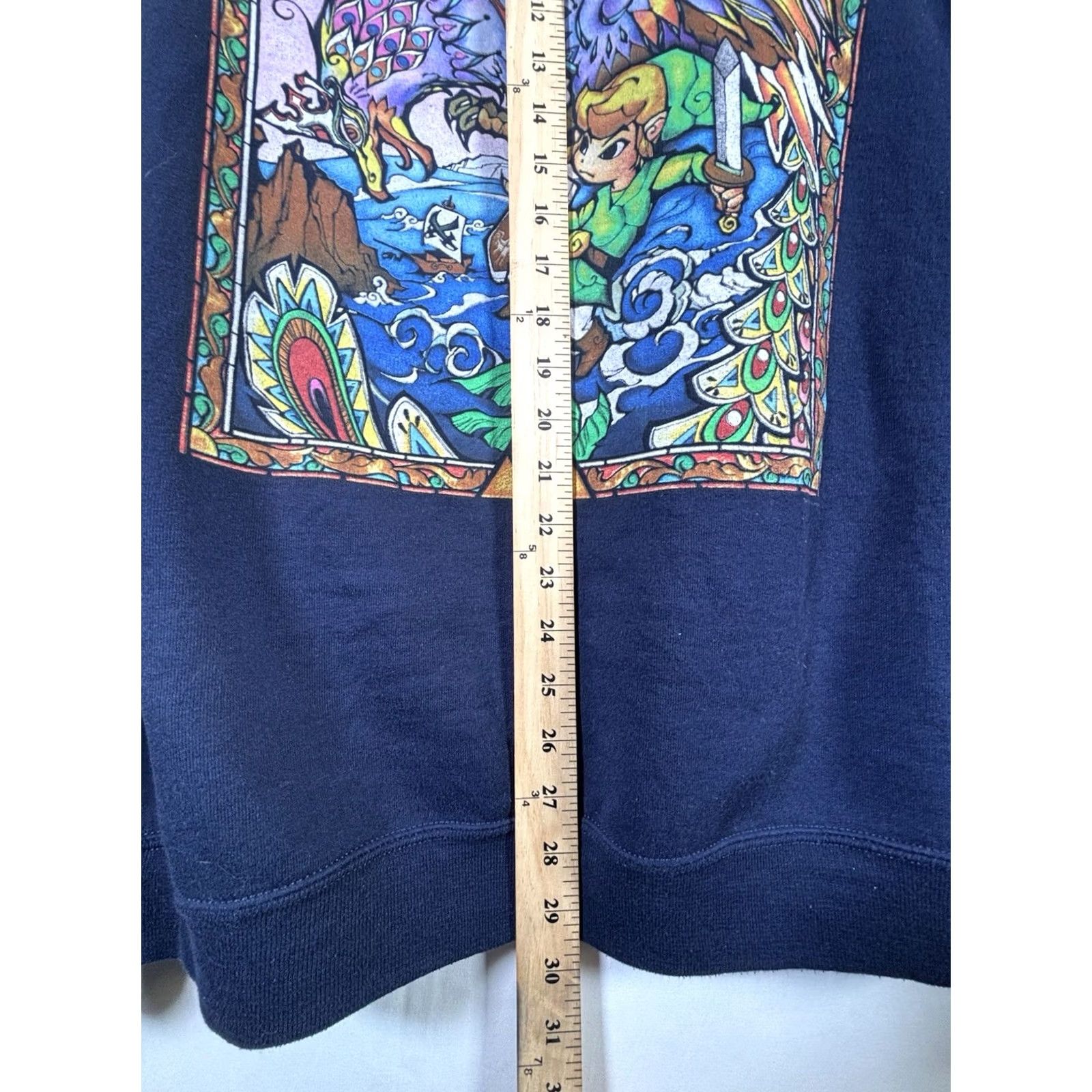 Jerzees Legend Of Zelda Wind Waker Men's 2XL Size Sweatshirt Graphic Print Blue Crew Neck Pullover Fleece Cotton Blend Jerzees Size US XXL / EU 58 / 5 - 4 Thumbnail