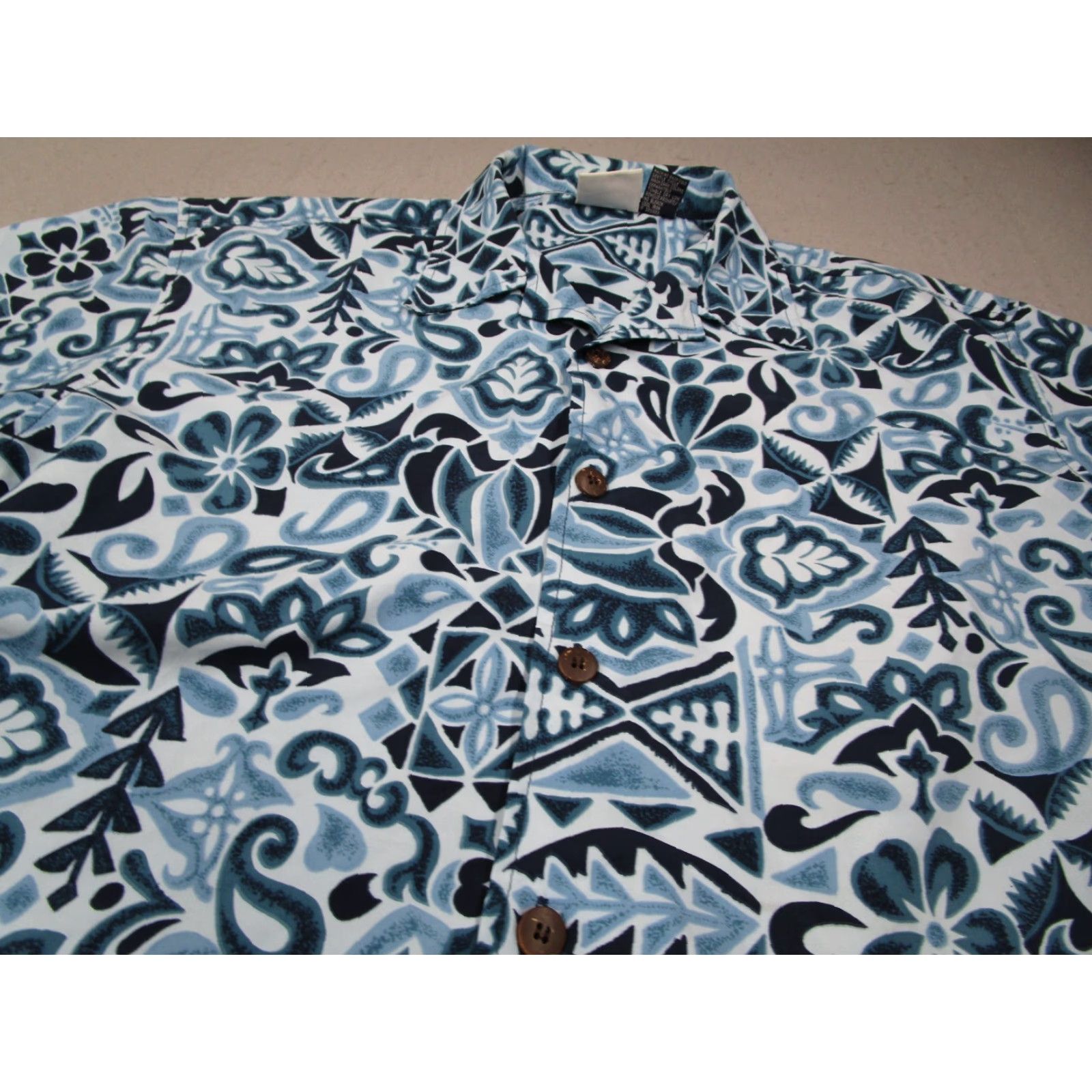 Vintage VINTAGE Good Vibes Shirt Mens Large Blue AOP Button Up Short Sleeve Hawaiian Y2K Geometric 90s Bohemian City Retro Tropical Shirt Mens L Blue Size US L / EU 52-54 / 3 - 2 Thumbnail
