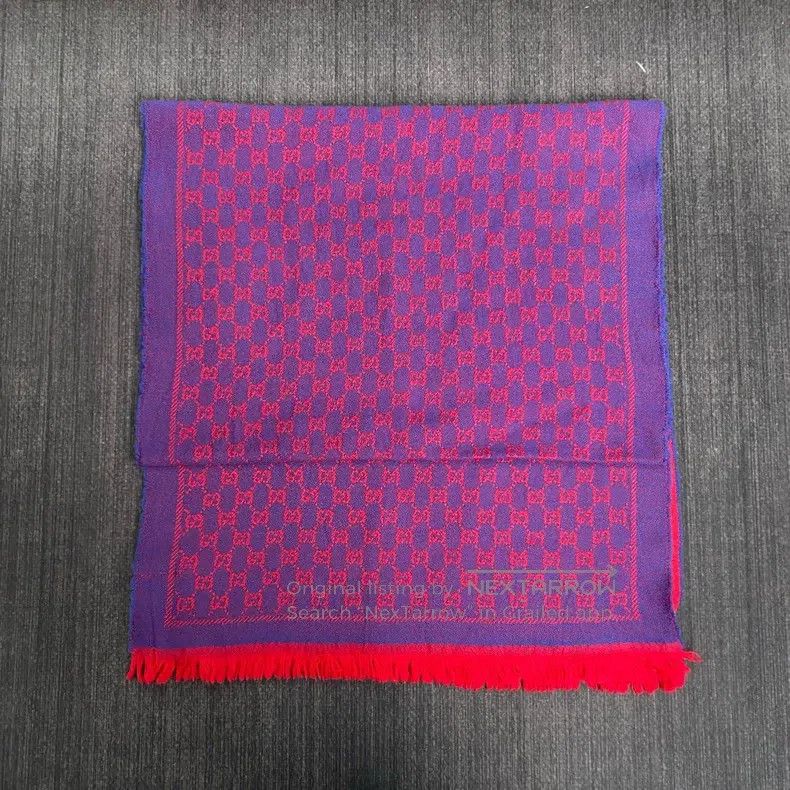 Gucci Gucci Blue and red old flower full printed wool scarf Size ONE SIZE - 1 Thumbnail