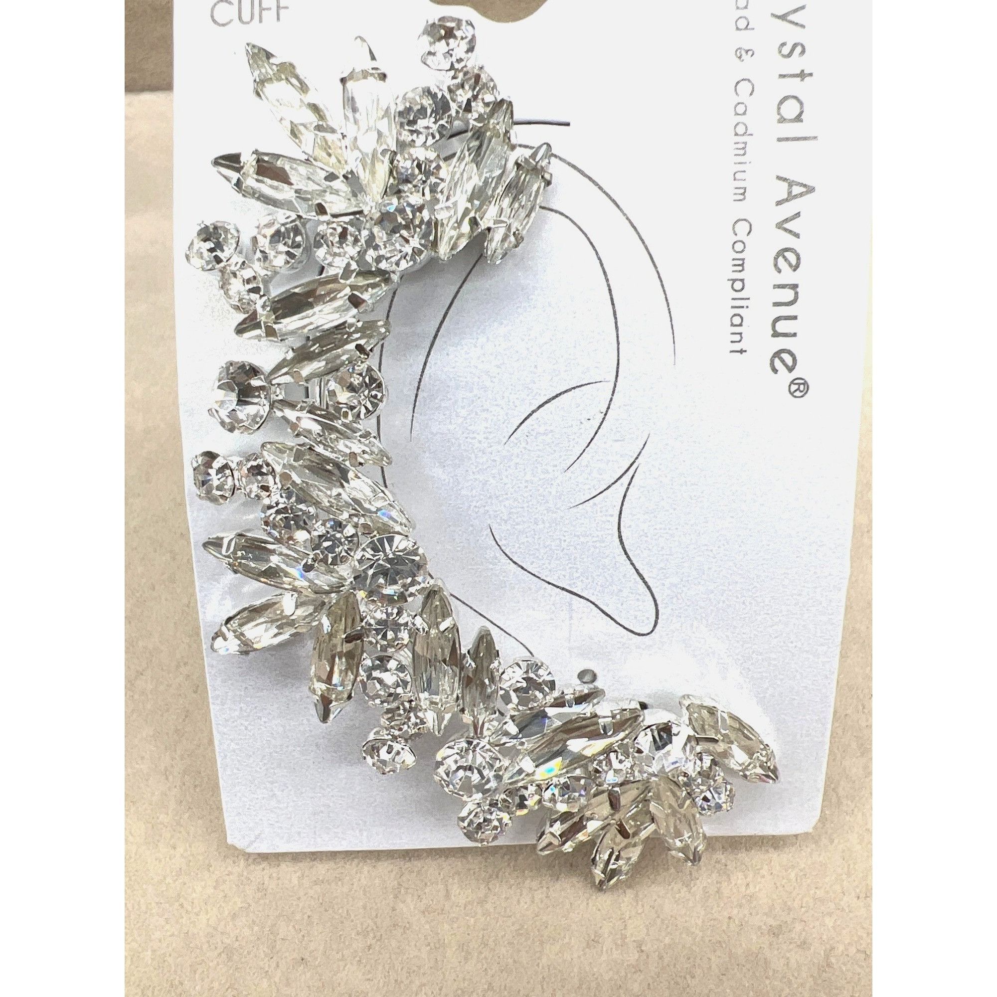 Other Crystal Avenue Silver Rhinestone Ear Cuff Jewelry Lead & Cad Size ONE SIZE - 2 Thumbnail
