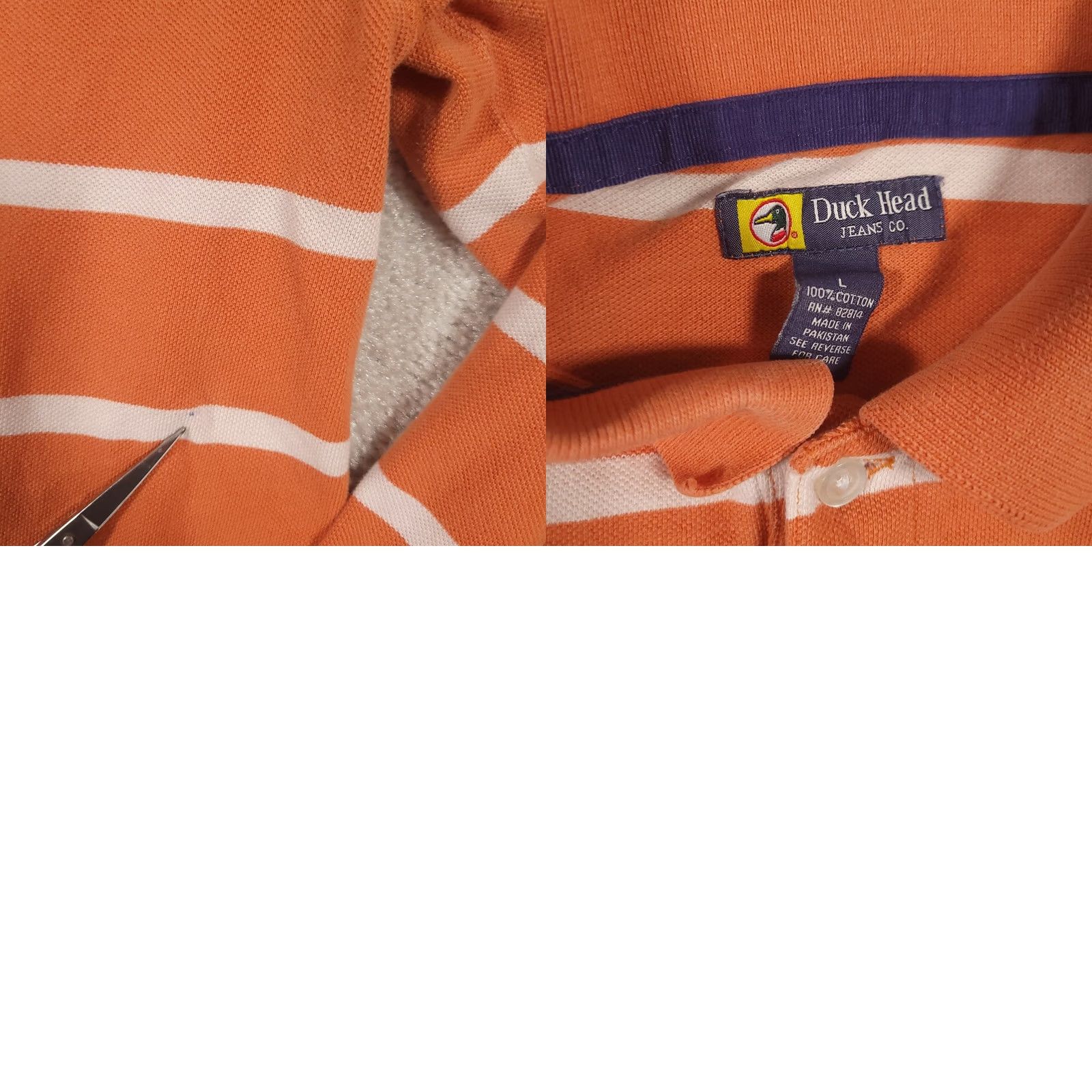Vintage Duck Head Jeans Co. Polo Shirt Striped Long Sleeve Orange Mens Large Size US L / EU 52-54 / 3 - 9 Thumbnail