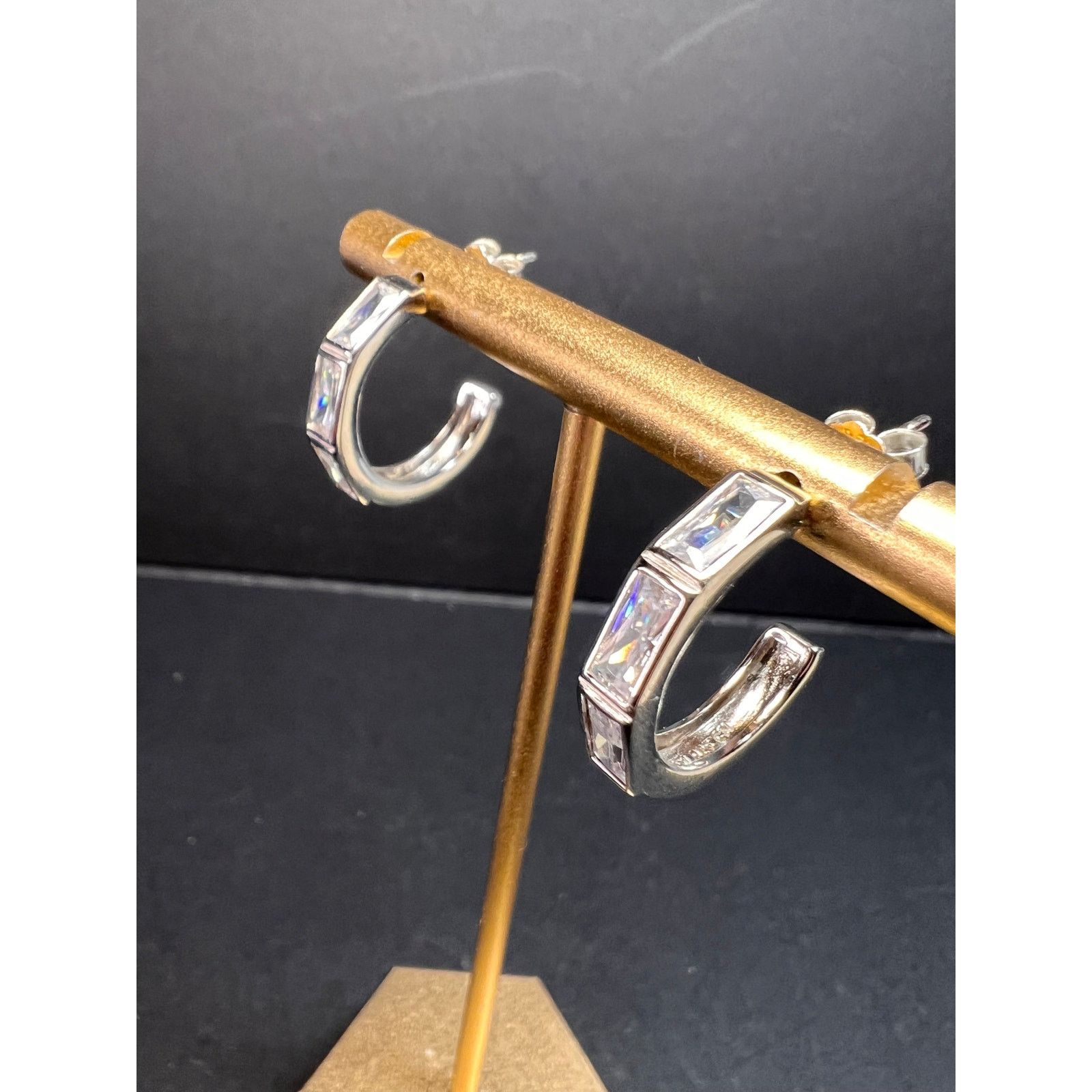 Other CZ half hoop earrings in sterling silver Size ONE SIZE - 8 Thumbnail