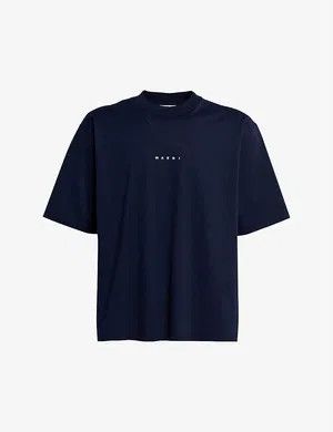 Marni o1w1db10125 Organic Cotton T-Shirt in Dark Blue Size L / US 10 / IT 46 - 1 Thumbnail