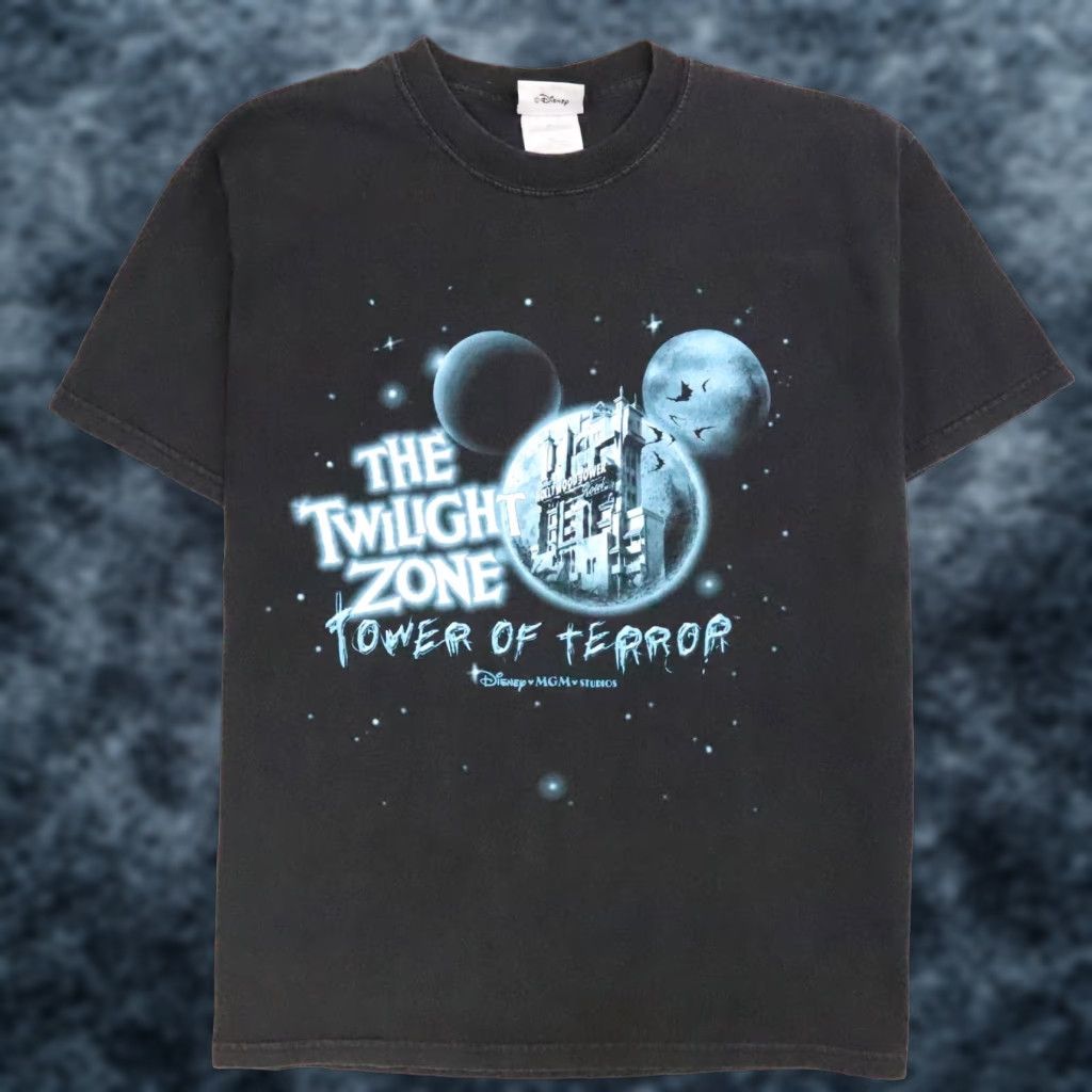 VINTAGE The Twilight Zone Disney T-Shirt Tower of Terror - Black - XL - Men - Cotton - Short Sleeve - Crew Neck - Graphic Print - Excellent Condition
