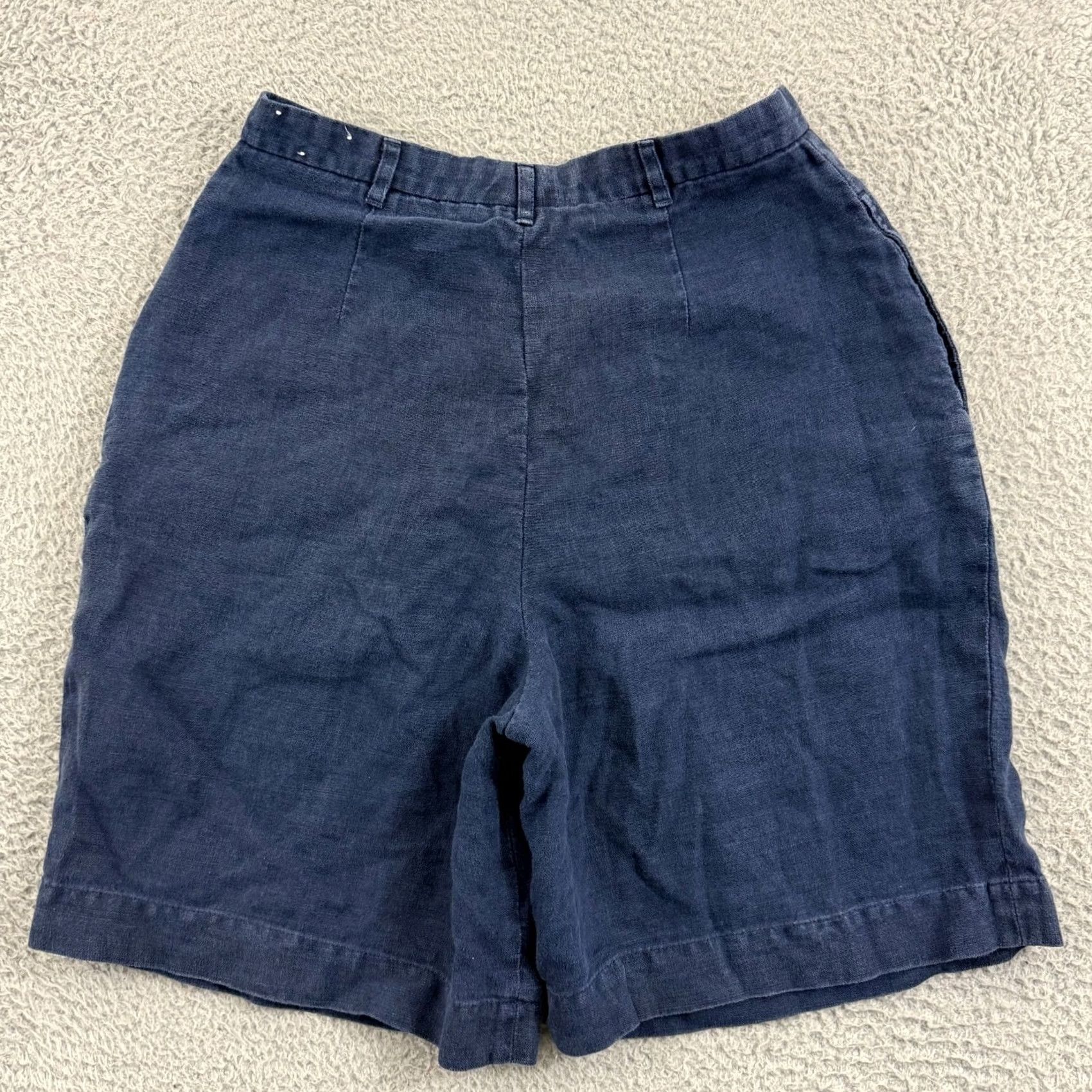 Lands' End VINTAGE Lands' End Shorts Womens 6 Blue Linen High Rise Bermuda Boho Casual 8" Classic 80s 90s USA Mens Women Girls Boys Size 28" / US 6 / IT 42 - 5 Thumbnail