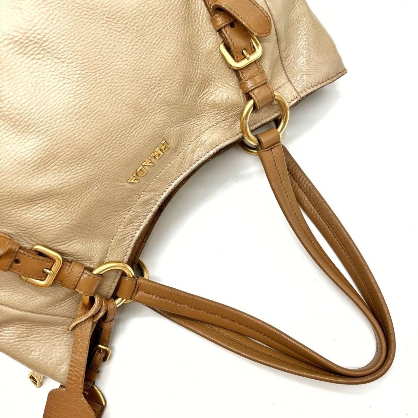 Prada Prada - Beige Leather Shoulder Bag Size ONE SIZE - 9 Thumbnail