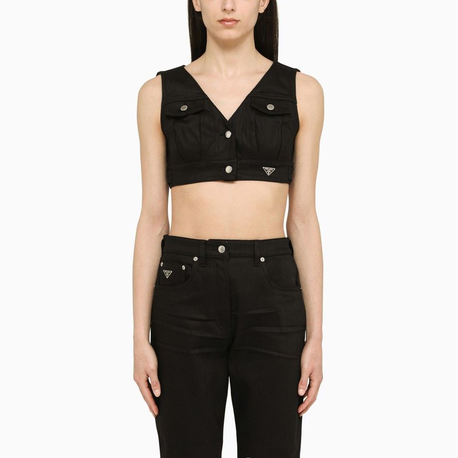 Prada o1d2blof0924 Cropped Top in Black Size S / US 4 / IT 40 - 1 Thumbnail