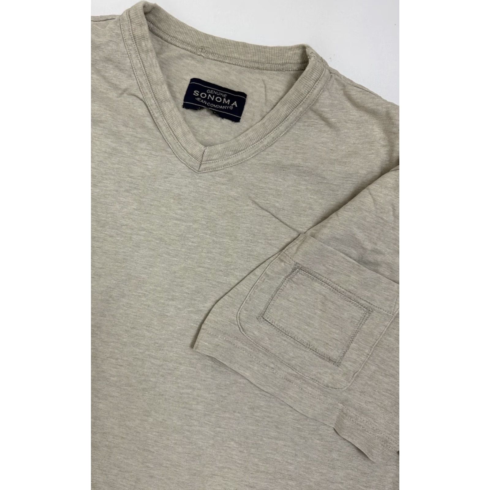 Vintage VINTAGE Sonoma V-Neck T-Shirt XL Men Heavyweight Casual 90s Minimal Pockets Beige Heather Sleeve-Pocket Old School 90s Mens Shirt Size US XL / EU 56 / 4 - 2 Thumbnail