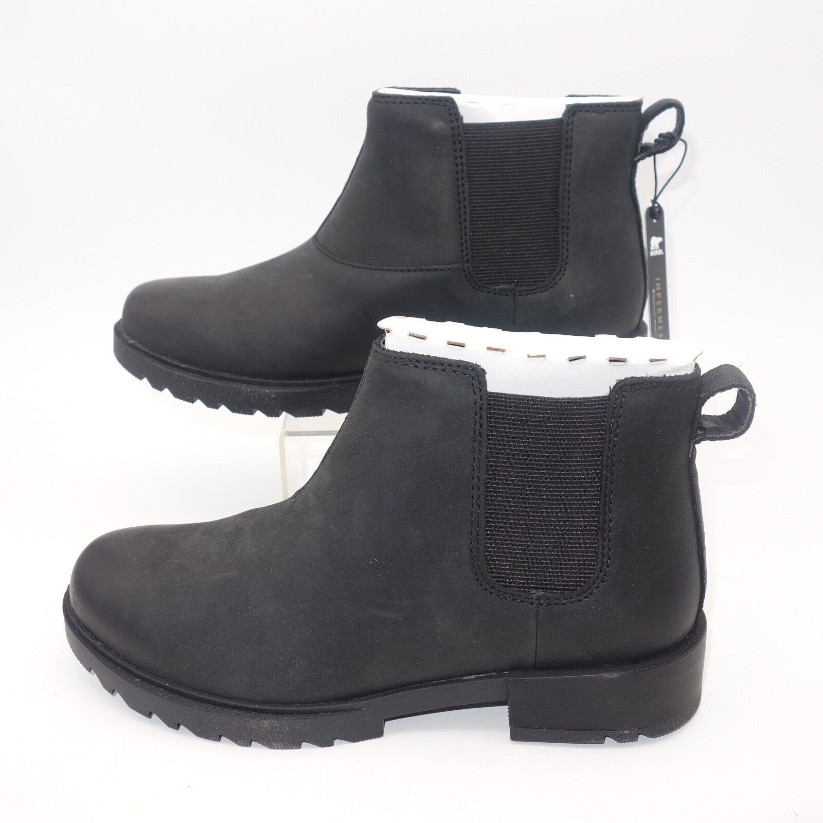 SOREL NEW Sorel Emelie II Chelsea Waterproof Black Leather Boots Size US 5.5 / IT 35.5 - 1 Thumbnail