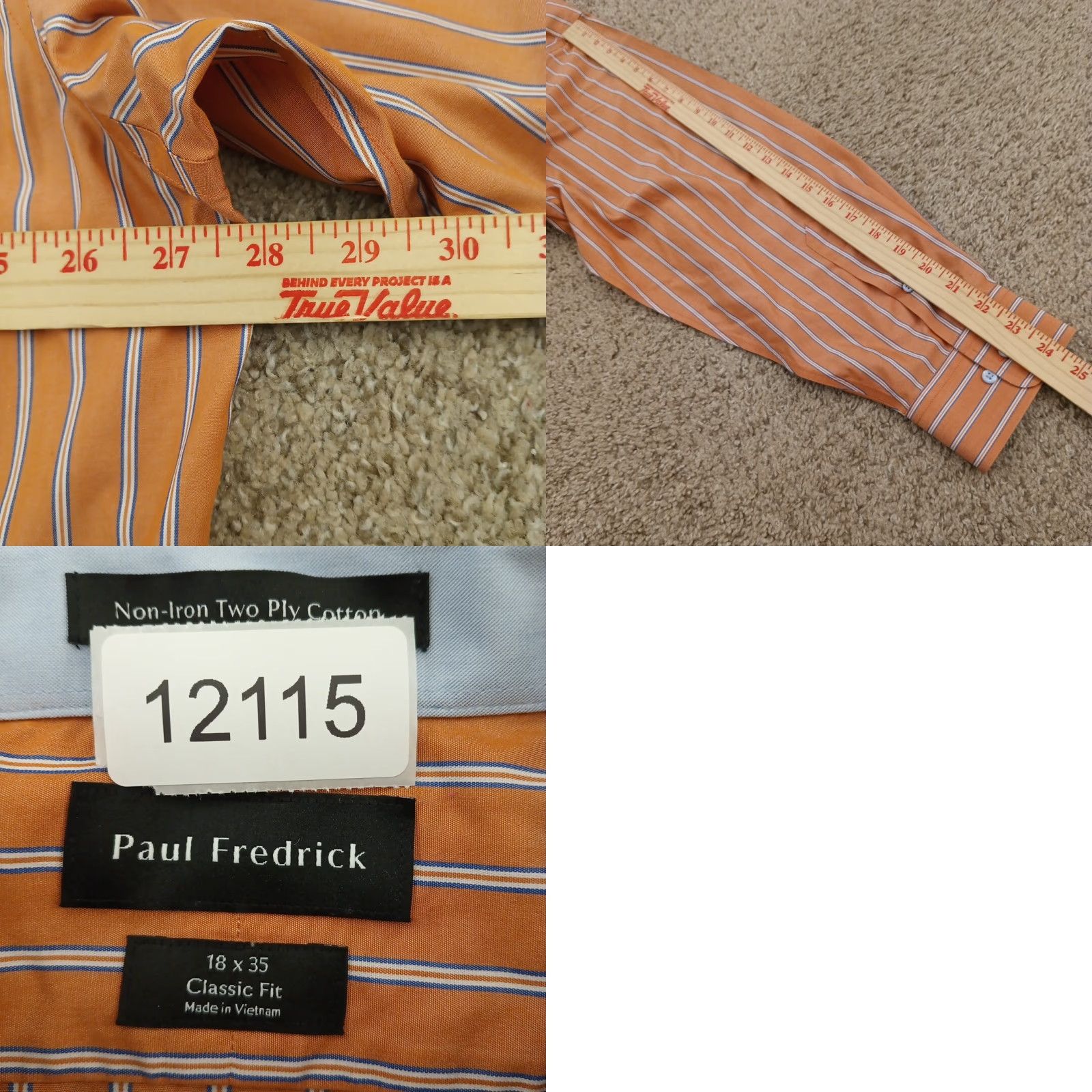 Vintage Paul Fredrick Shirt Mens Size 18 Orange Striped Long Sleeve Button-Up Cotton Size US XXL / EU 58 / 5 - 8 Thumbnail