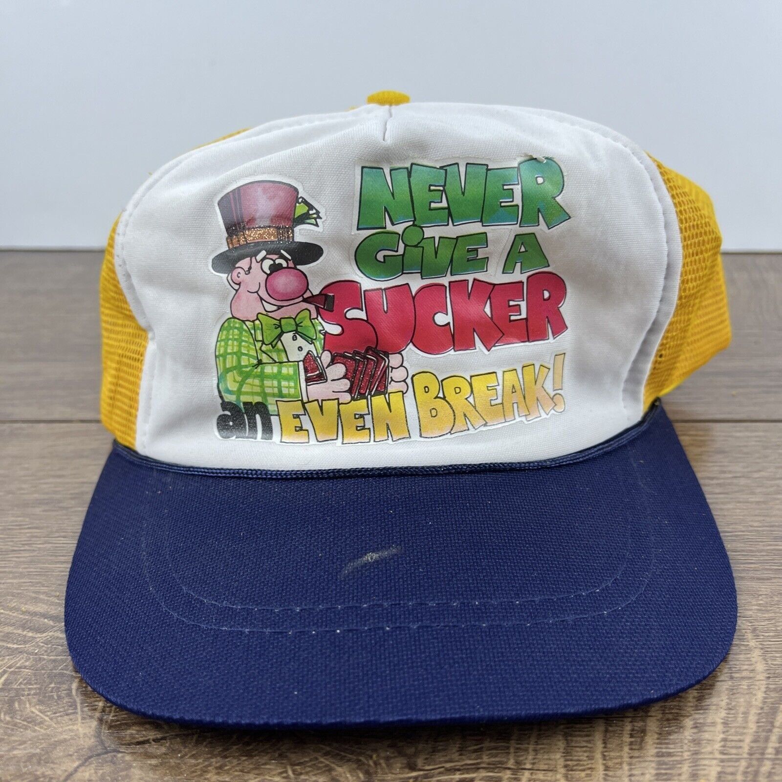 Other Never Give a Sucker an Even Break Yellow Hat Adjustable Adul Size ONE SIZE - 4 Thumbnail