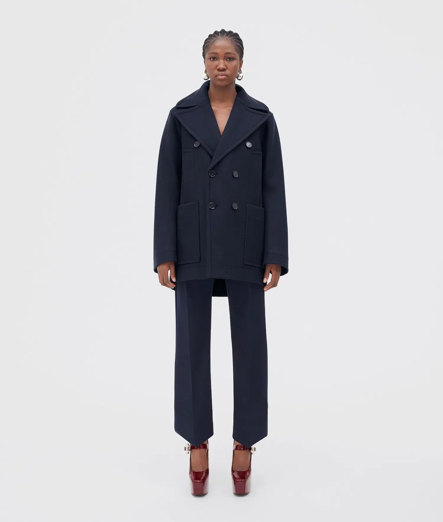 Bottega Veneta o1bcso1str0725 Curved Shape Cotton Canvas Trousers in Blue Size 25" / US 0 / IT 36 - 3 Thumbnail