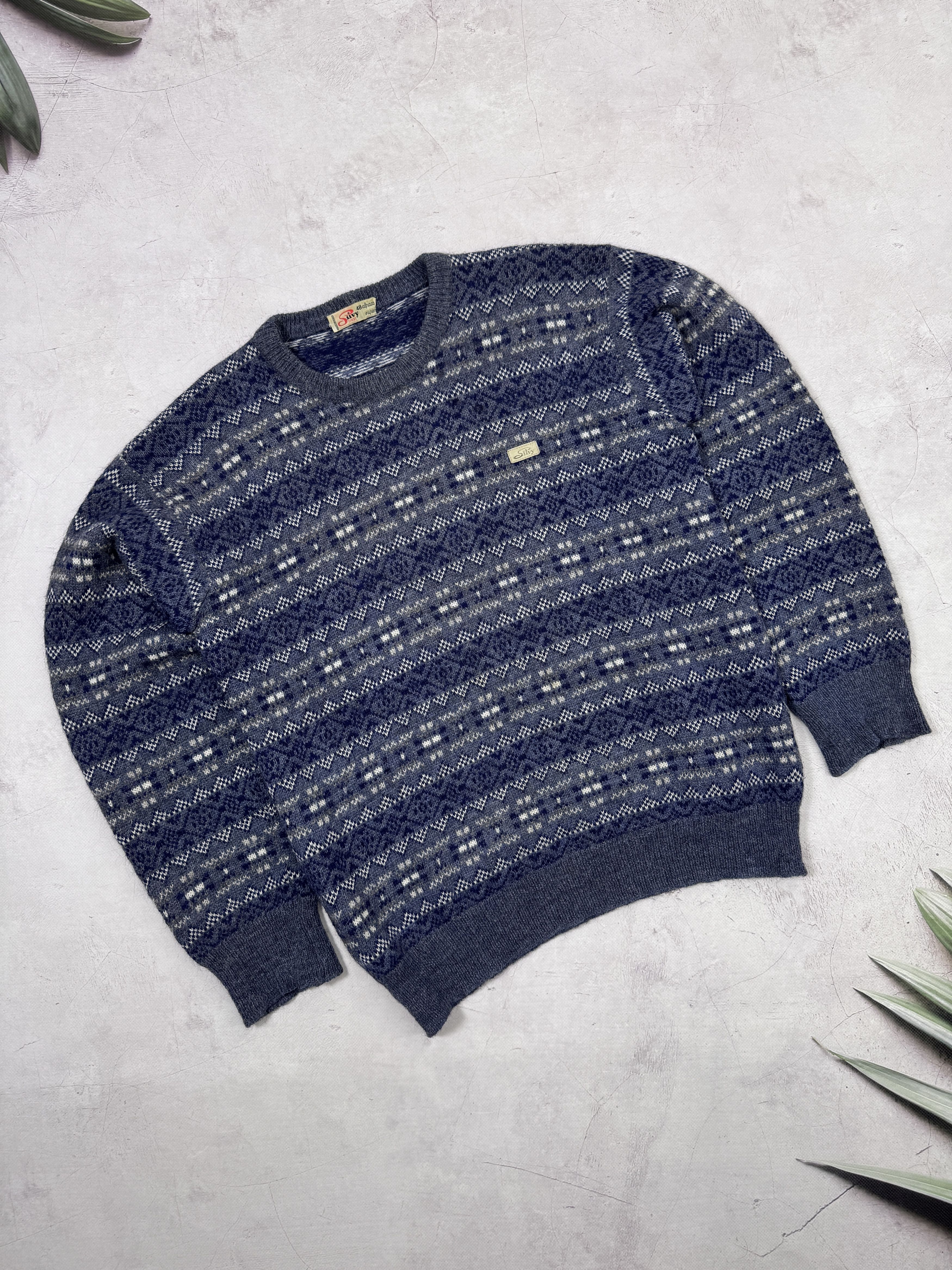Vintage 70s Silvy Sweater Alpaca Wool Geometric Pattern
