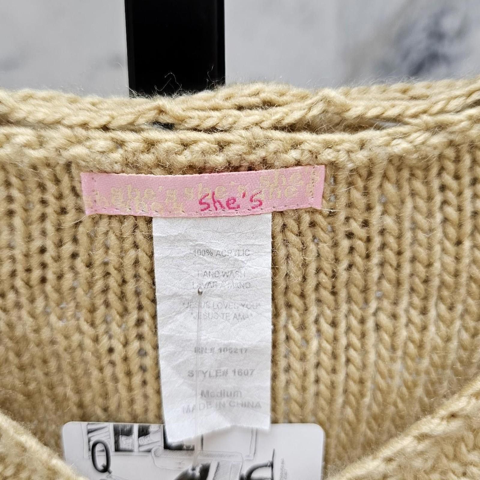 Other Women's Tan Cardigan Crochet One of A Kind Vintage Size M / US 6-8 / IT 42-44 - 5 Thumbnail