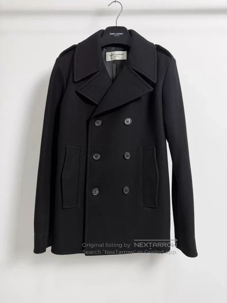 Saint Laurent Paris Saint Laurent Paris Black Double Breasted Navy Wool Coat Size US S / EU 44-46 / 1 - 1 Thumbnail