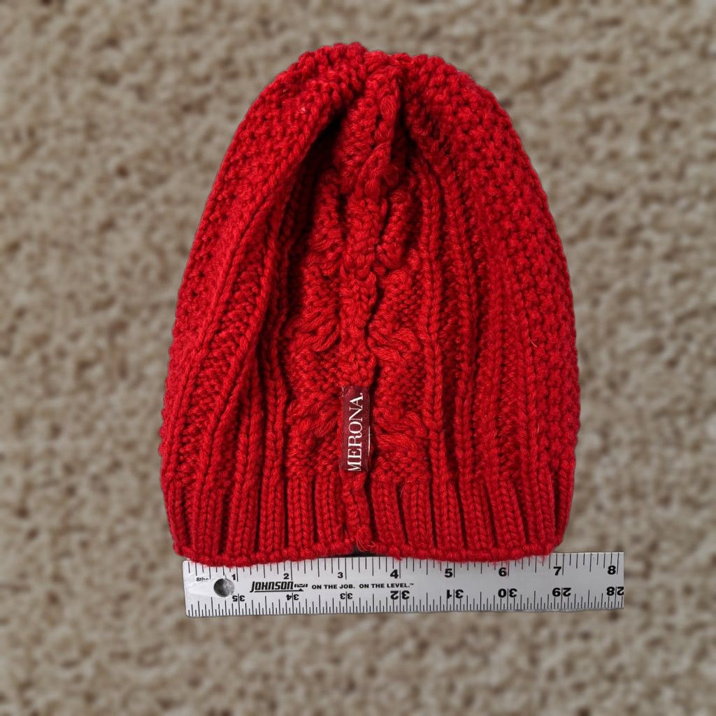 Merona Merona Beanie Merona Beanie Toque Womens One Size Red Cable Knit Acrylic Blend Winter Snow Ski Size ONE SIZE - 1 Thumbnail