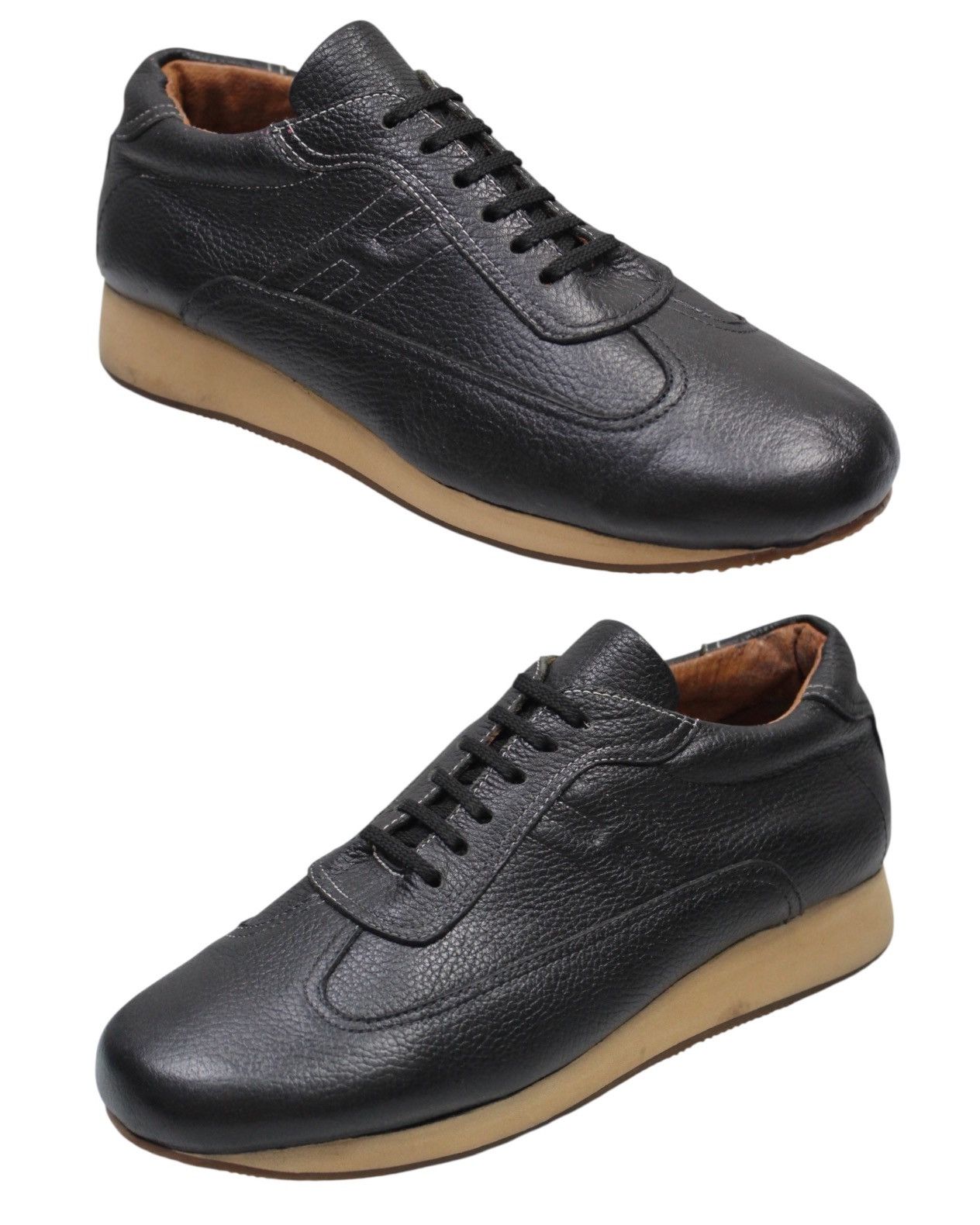 Hermes 1990S HERMÈS PARIS BLACK LEATHER VINTAGE QUICK SNEAKERS Size US 7.5 / EU 40-41 - 3 Thumbnail
