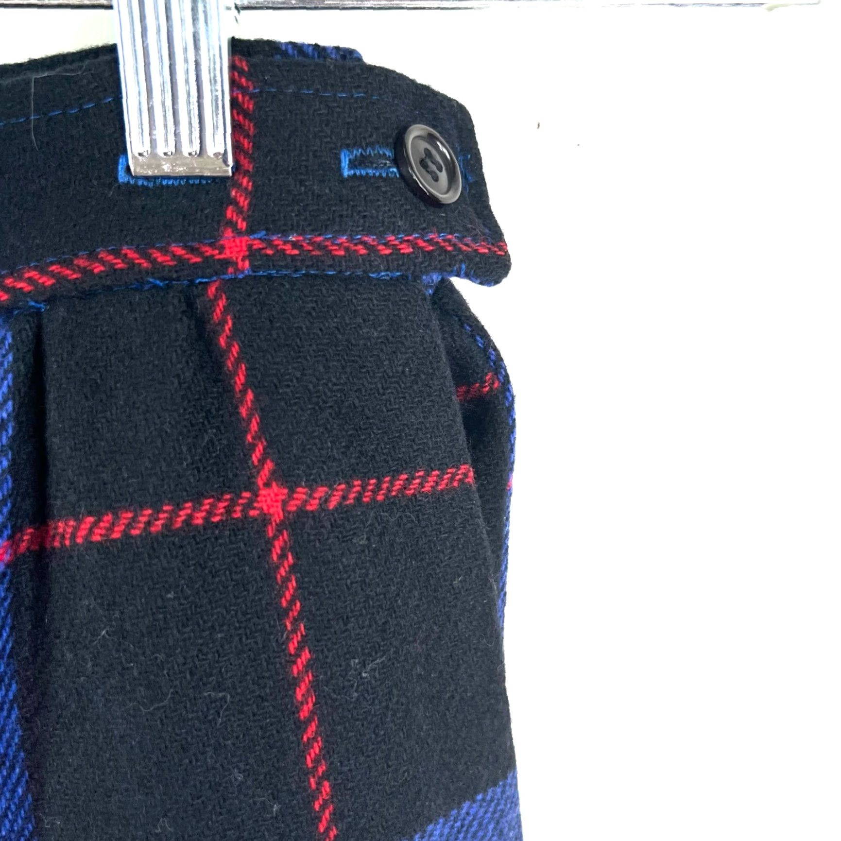 Vintage VINTAGE 100% WOOL Pleated A-Line Skirt - Blue Check Tweed Button Side Midi Women Size 4 USA Brand Unbranded Women Size 27" / US 4 / IT 40 - 4 Thumbnail