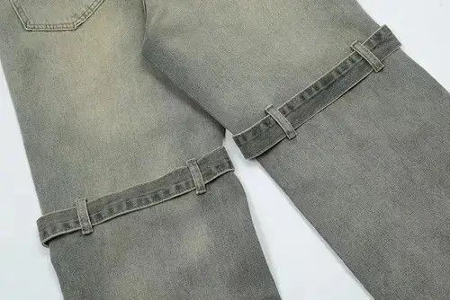 Japanese Brand × Jean Y2k knee button grey washed jeans Size US 34 / EU 50 - 2 Thumbnail