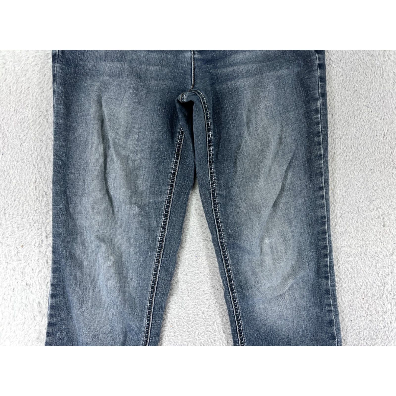 Vintage Earl Jean Jeans Women 25 Blue Denim Slim Boot Medium Wash Low Rise Embroidered Pants Size 42" / US 20 - 6 Thumbnail