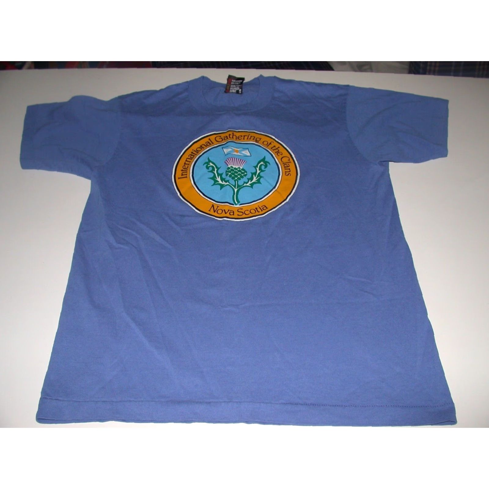 Vintage VINTAGE Screen Stars T-Shirt Adult L Blues Scottish Nova Scotia 400 years Gathering Of The Clans Men Shirts Size US L / EU 52-54 / 3 - 2 Thumbnail