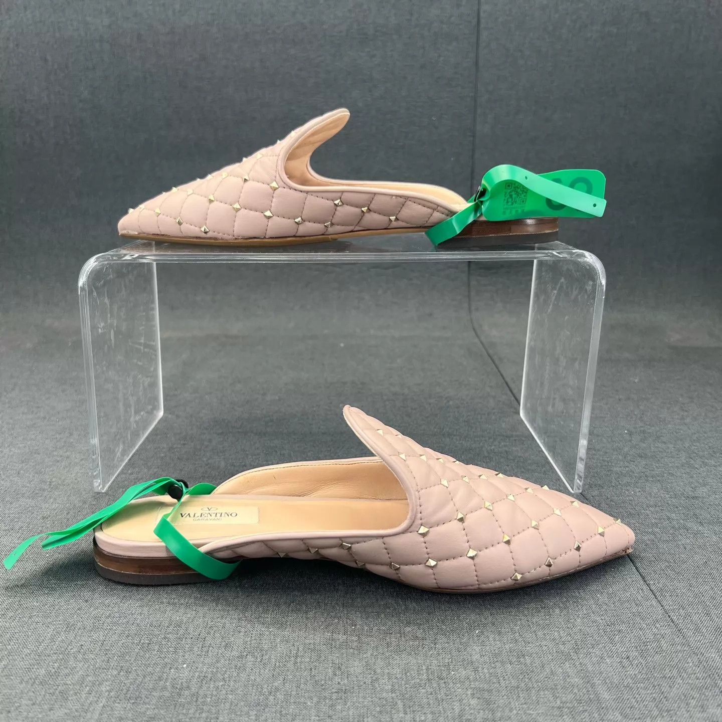 Valentino Valentino Nude Studded Quilted Pointed Mule 38.5 Boxed New Size US 8 / IT 38 - 3 Thumbnail