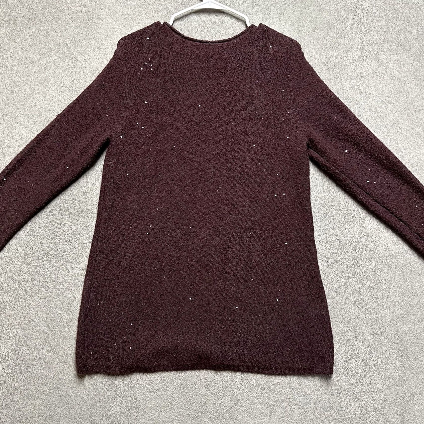Apt. 9 Apt. 9 Sweater Womens Large Maroon Sequin Roll Neck Long Sleeve Knit EUC Size L / US 10 / IT 46 - 2 Thumbnail