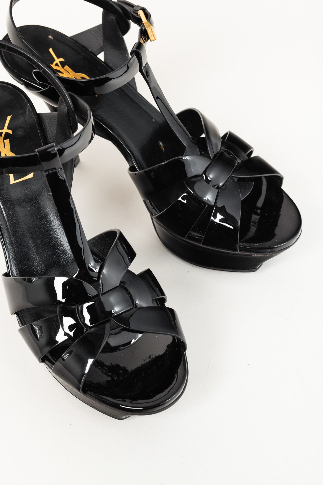 Yves Saint Laurent Saint Laurent Tribute Open Toe Patent Leather Platform Size US 7.5 / IT 37.5 - 6 Thumbnail