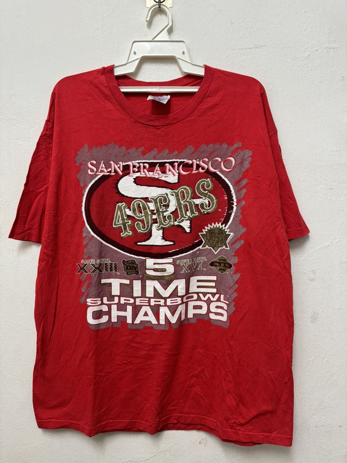 Vintage Vintage 49 Ers San Francisco Superbowl Champs T shirt Size US XL / EU 56 / 4 - 1 Thumbnail
