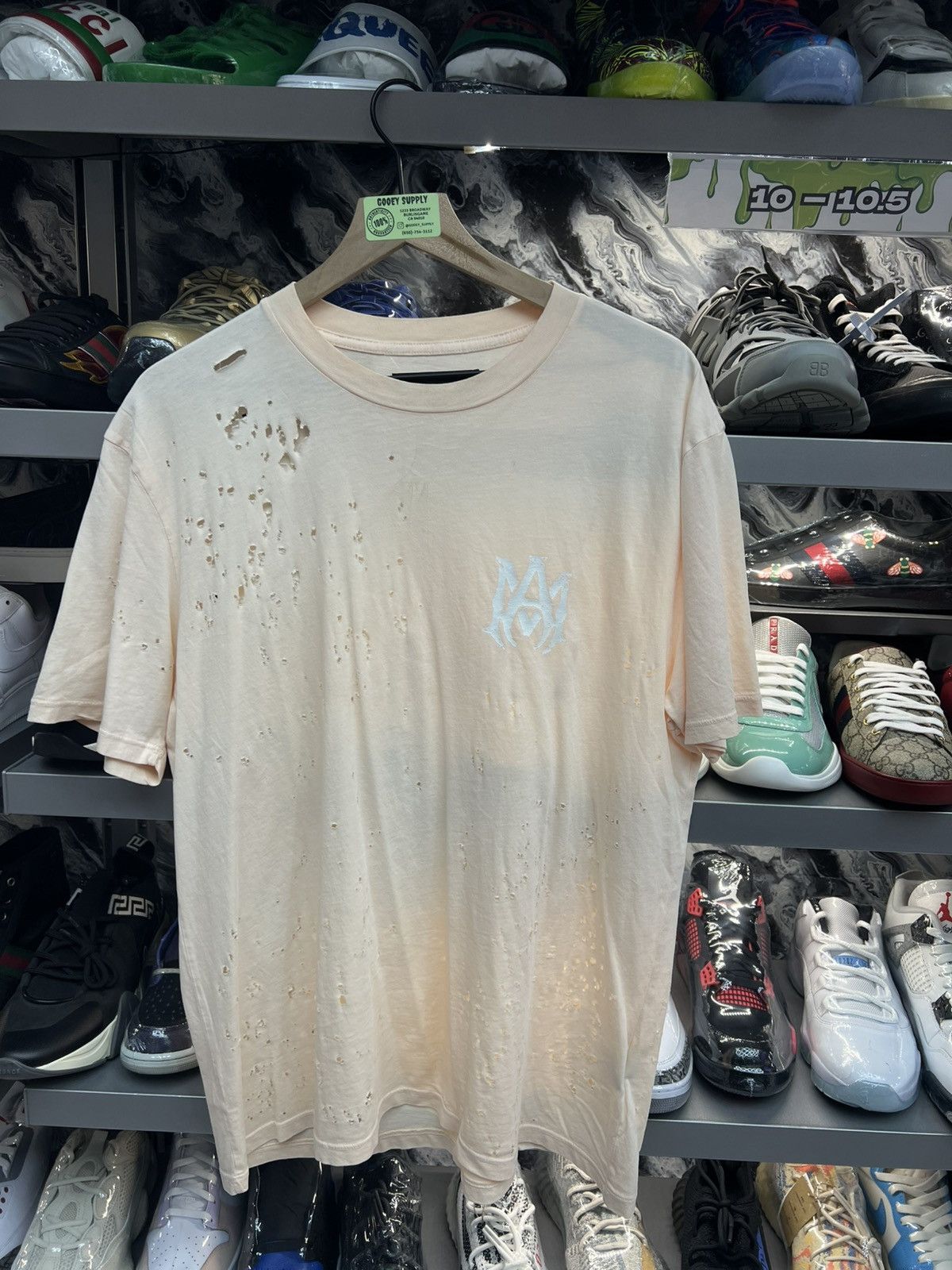 Amiri Amiri Cream Hole Tee Size US L / EU 52-54 / 3 - 1 Thumbnail