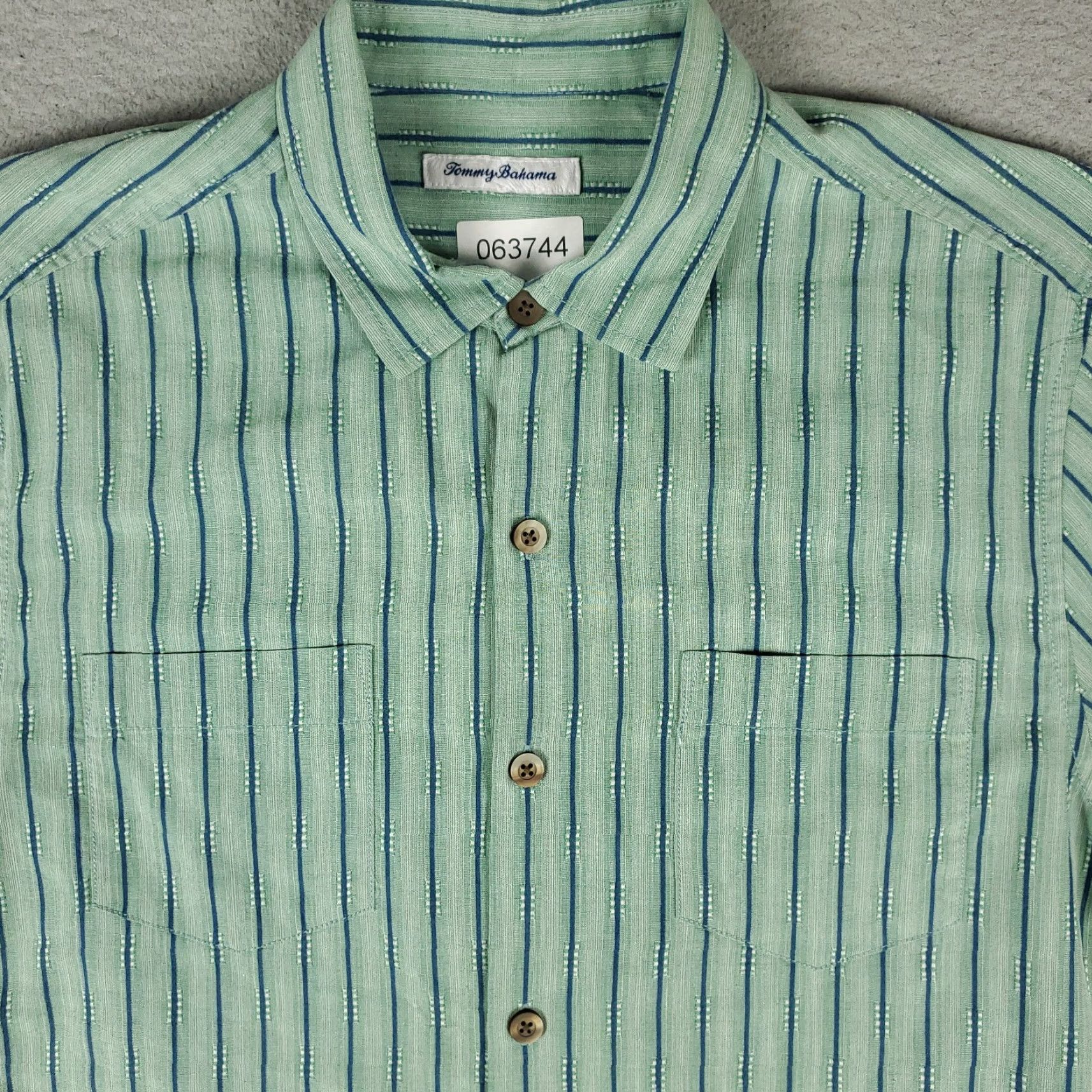 Tommy Bahama Tommy Bahama Shirt Mens Large Green Striped Silk Camp Collar Hawaiian Button Up Shirt Size US L / EU 52-54 / 3 - 2 Thumbnail