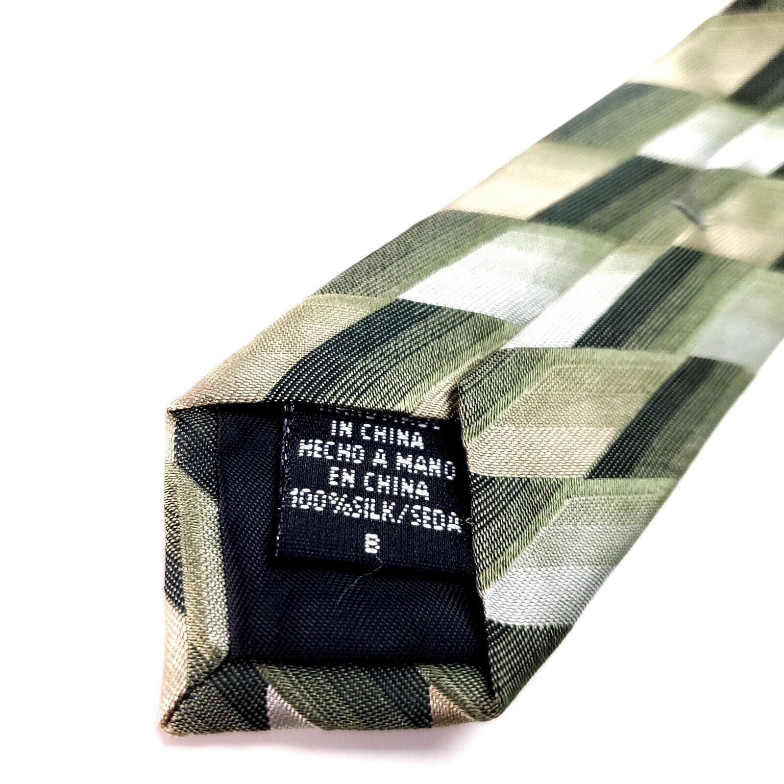 Van Heusen Van Heusen Silk Tie Green Beige Print Wide Size ONE SIZE - 5 Thumbnail