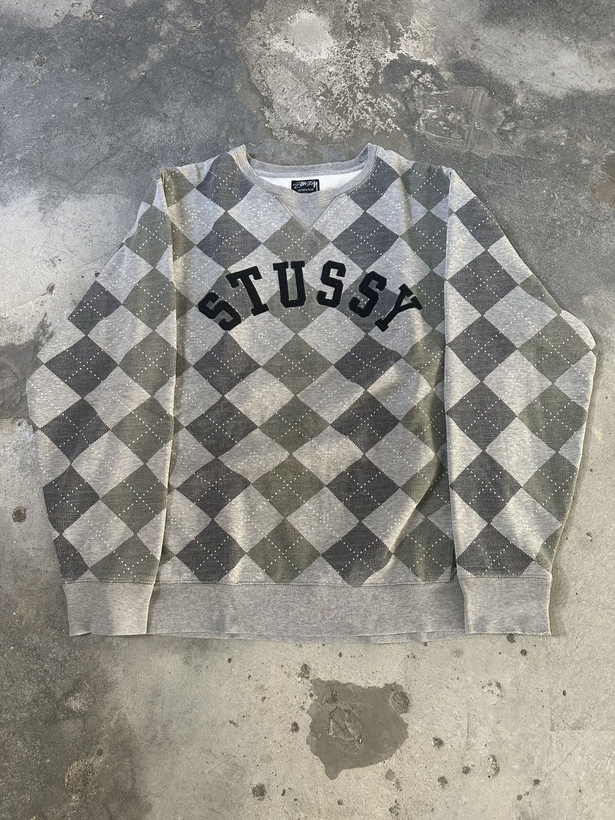Stussy Stüssy argyle patterned crewneck sweatshirt Size US XL / EU 56 / 4 - 1 Thumbnail