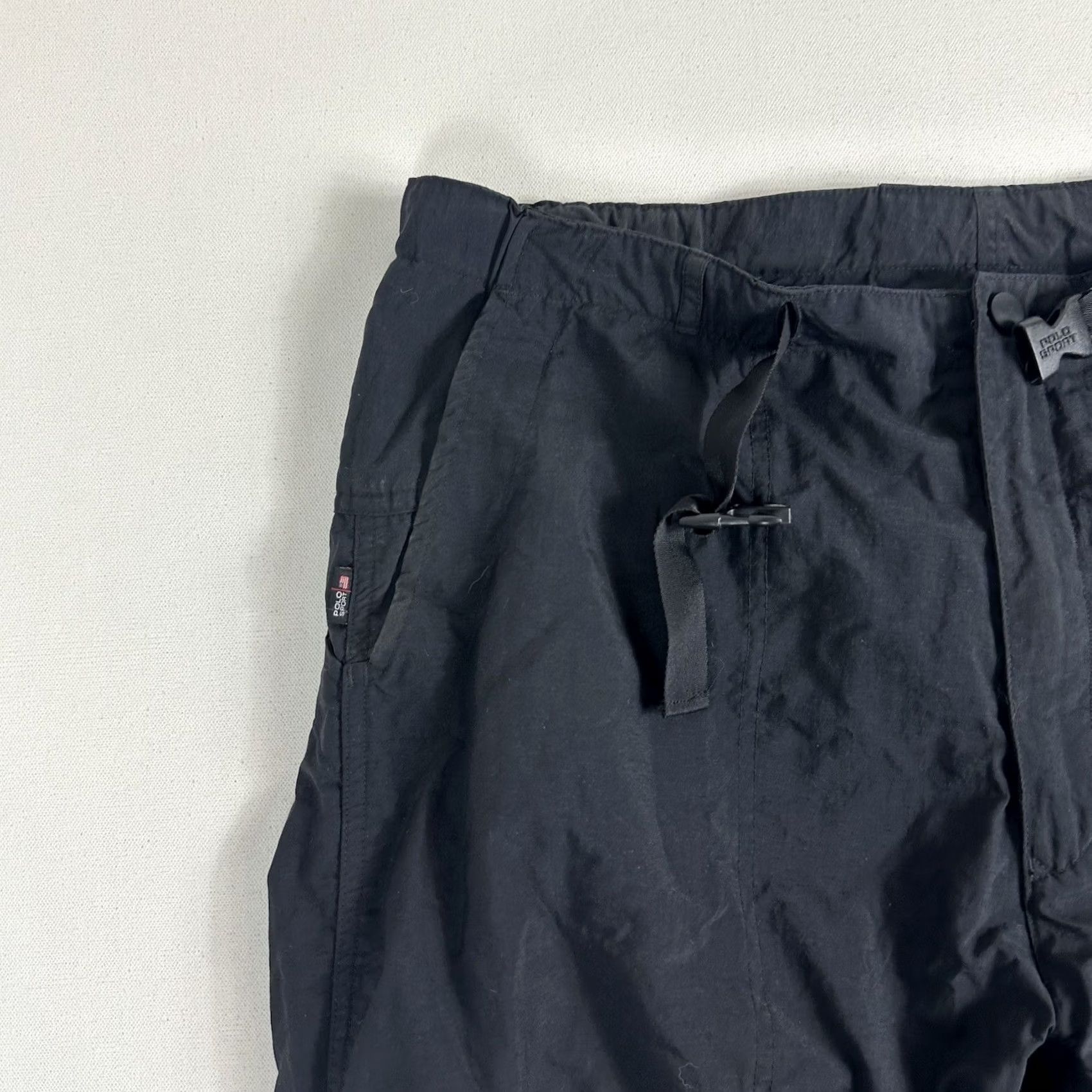 Polo Ralph Lauren VINTAGE Polo Sport Mens XL Black Nylon Track Pants Pockets Wind Hiking Foldable Belted 90’s Mens Size US XL / EU 56 / 4 - 4 Thumbnail
