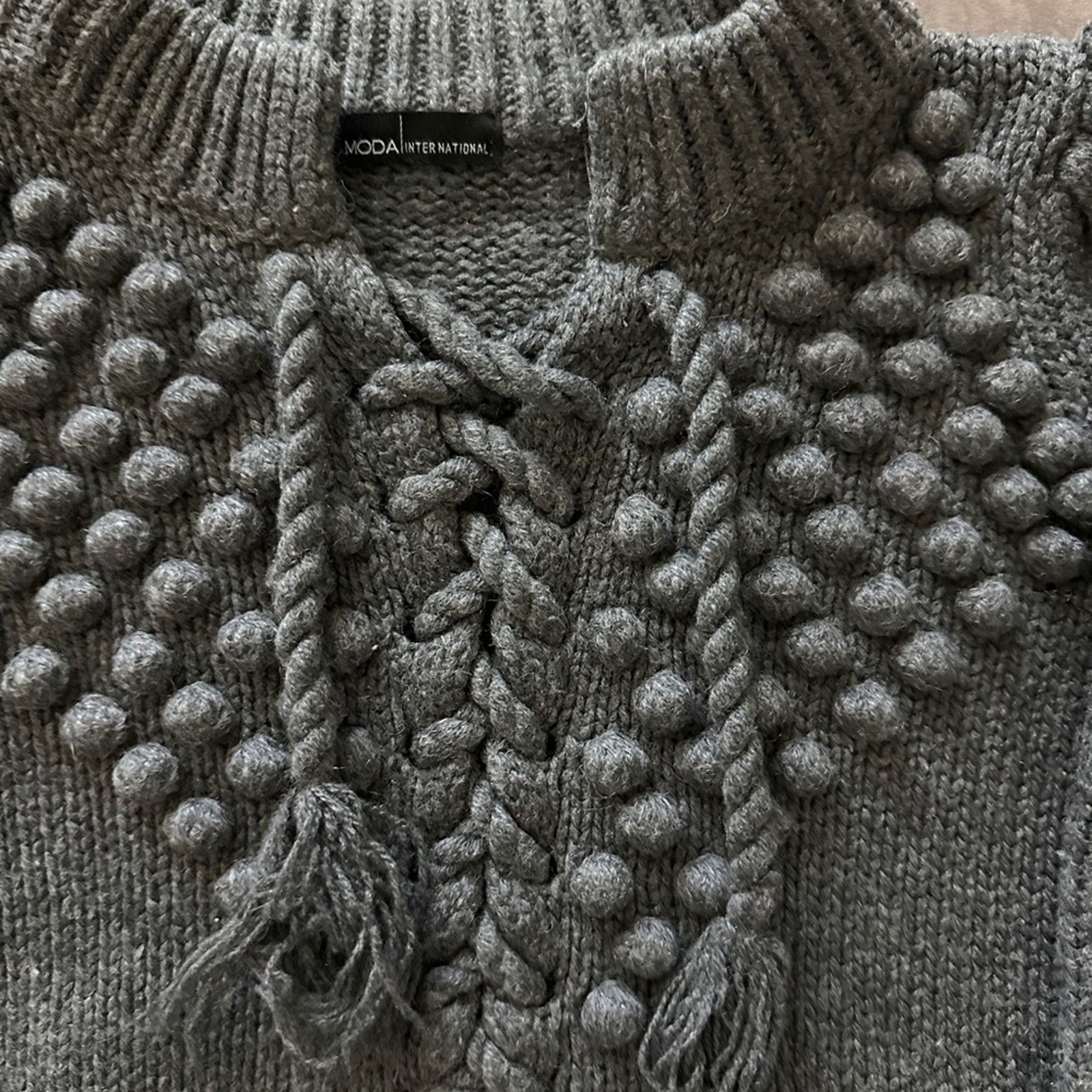 Campia Moda XS Moda International Gray Knit Cowl Sweater Size XS / US 0-2 / IT 36-38 - 2 Thumbnail