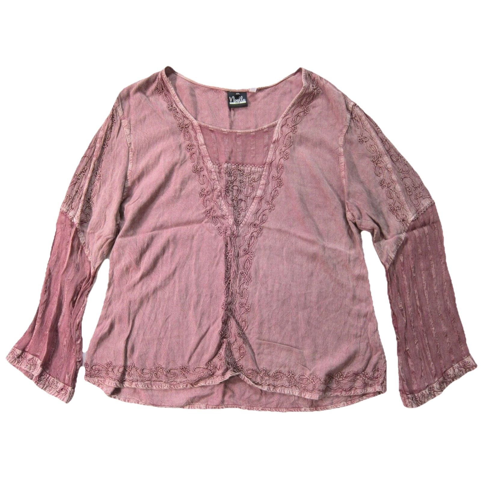 Pinko Noelle Pink Embroidered Lace Long Sleeve Tunic Blouse 2XL Womens Peasant Rayon XXL Size XXL / US 16-18 / IT 52-54 - 7 Thumbnail