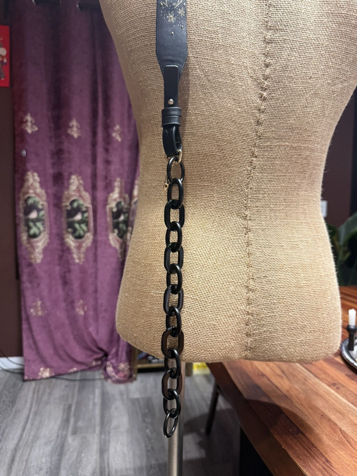 Other Celestial Black Leather Bag Strap – Gold Galaxy Embossed Size ONE SIZE - 8 Thumbnail
