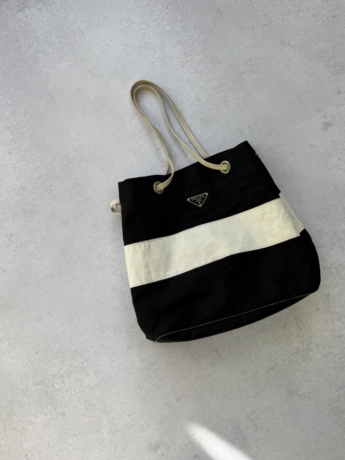 Prada Prada Nylon Totes Bag Black And White Lampo Furniture Size ONE SIZE - 4 Thumbnail