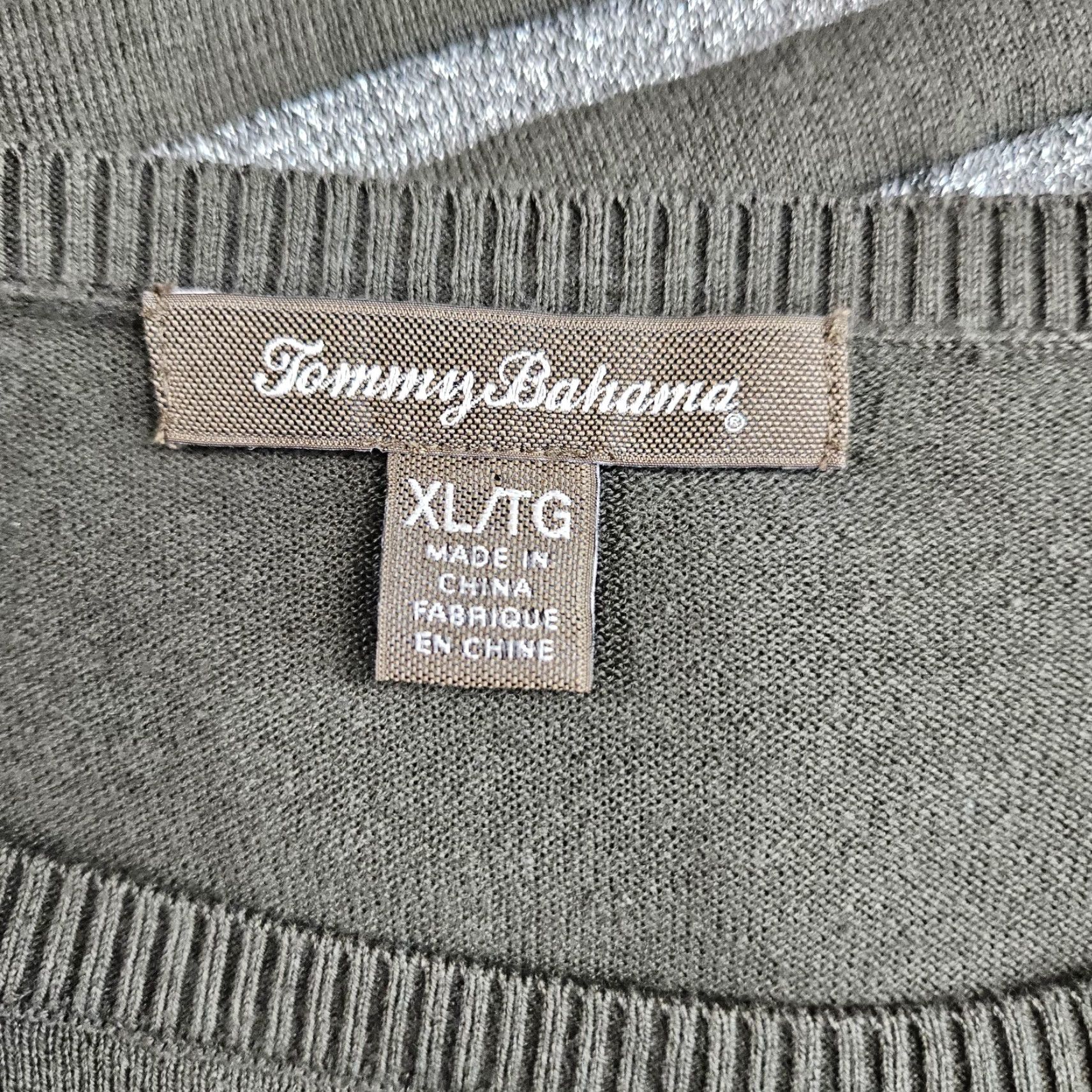 Tommy Bahama Tommy Bahama Womens Knit Top Sz XL Green Silver Striped Cotton Blend Long Sleeve Blouse Women XL Green Silver Striped Knit Top Size XL / US 12-14 / IT 48-50 - 6 Thumbnail