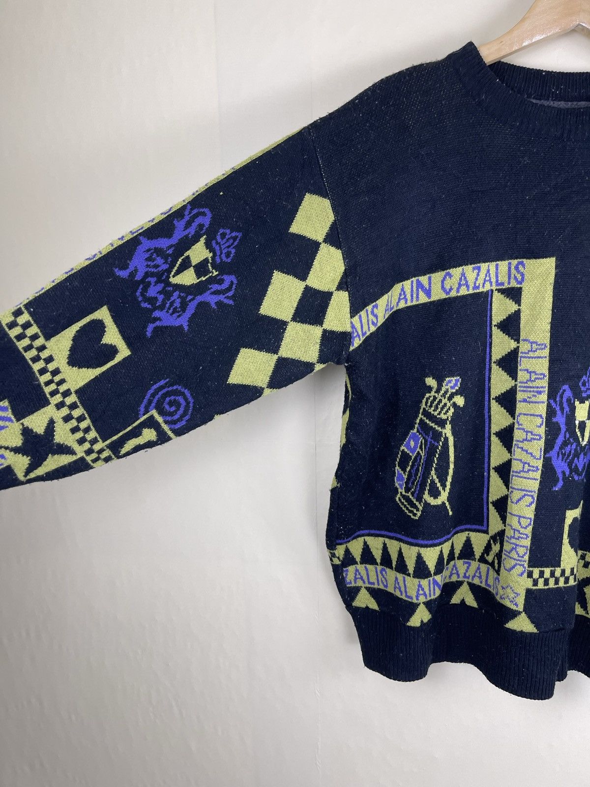 Designer × Vintage VINTAGE ALAIN CAZALIS PARIS FULL PRINTED KNIT SWEATSHIRT Size US M / EU 48-50 / 2 - 6 Thumbnail
