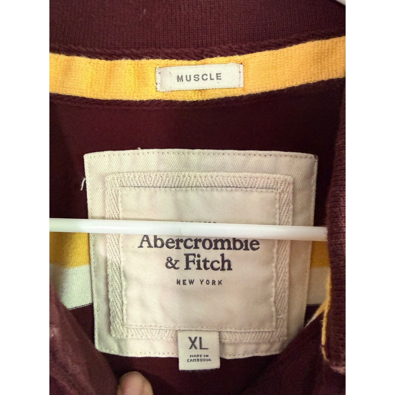 Abercrombie & Fitch Vintage Abercrombie Fitch Polo XL BrownYellowWhite StripsY2K Size US XL / EU 56 / 4 - 2 Thumbnail