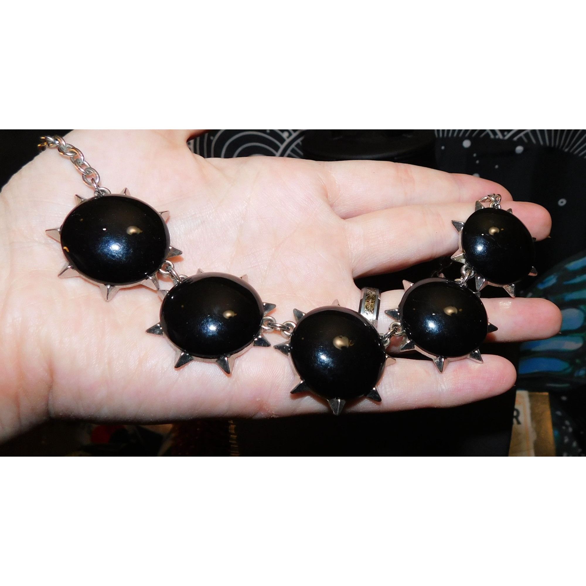 Other Gothic Punk Black Spiked Cabochon Necklace Size ONE SIZE - 5 Thumbnail