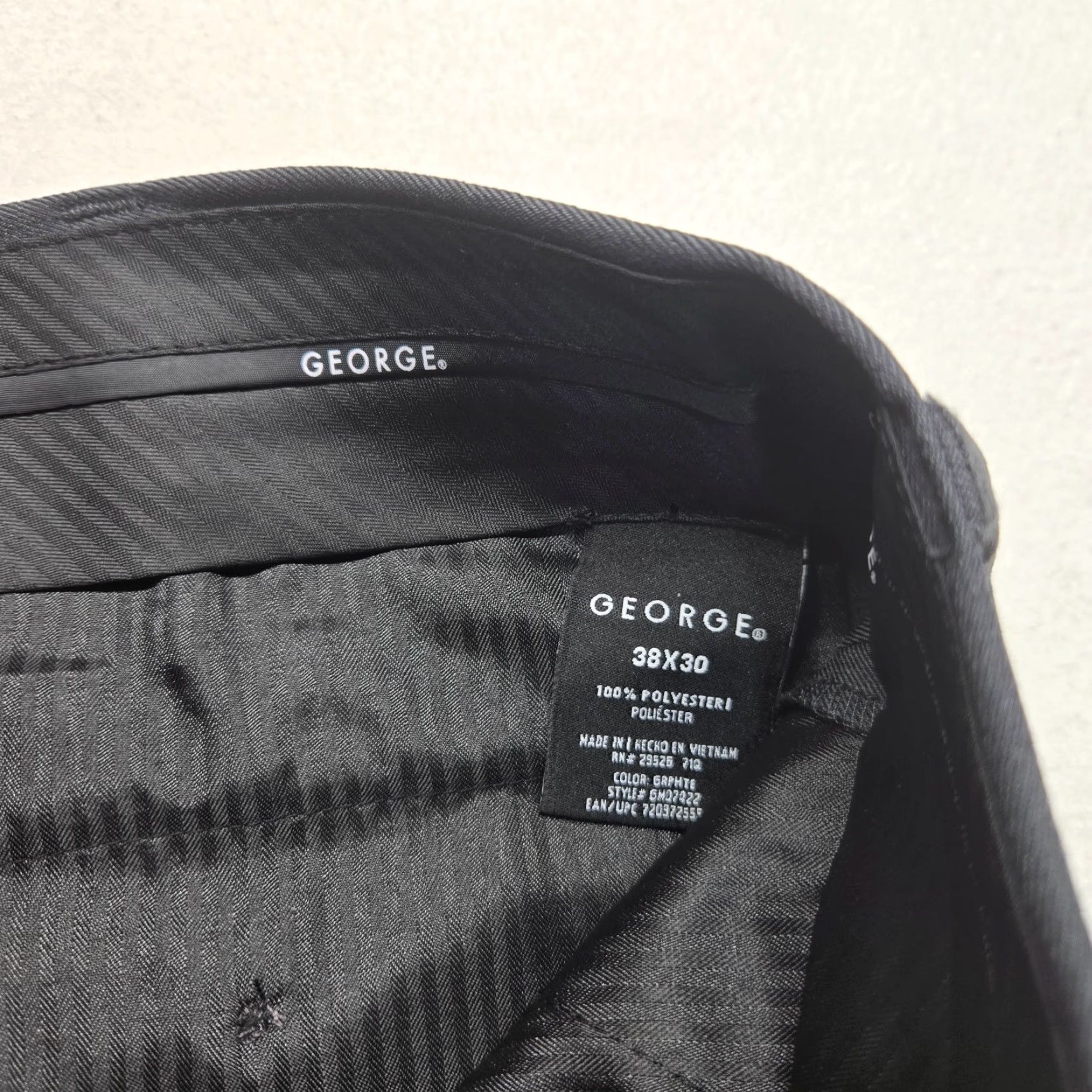 George George Black Dress Pants Slacks 5-Pocket 30 Inseam 38 Waist Adult Men's Size 38 x 30 Regular Fit Pants Size US 38 / EU 54 - 3 Thumbnail