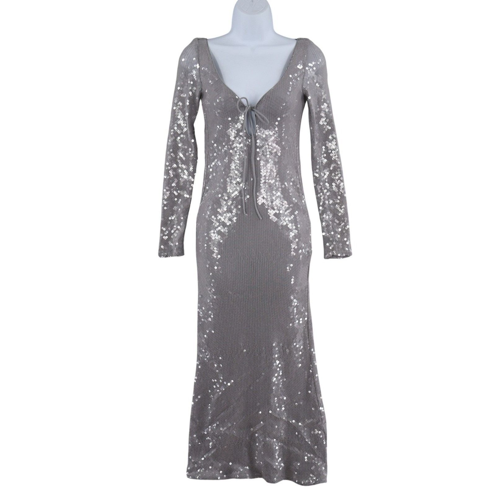 Other BARDOT Verona Low-Back Sequin Maxi Dress Womens 2 Gray Size XS / US 0-2 / IT 36-38 - 1 Thumbnail